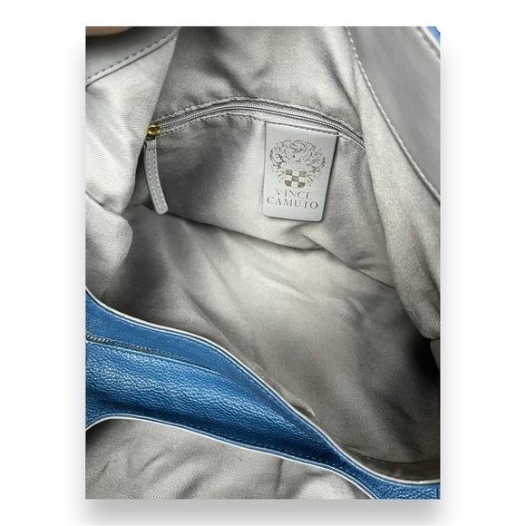 Vince Camuto Aaron Hobo Bag Purse in Pebbled Leather Blue Shade Dark Jean - Picture 13 of 15